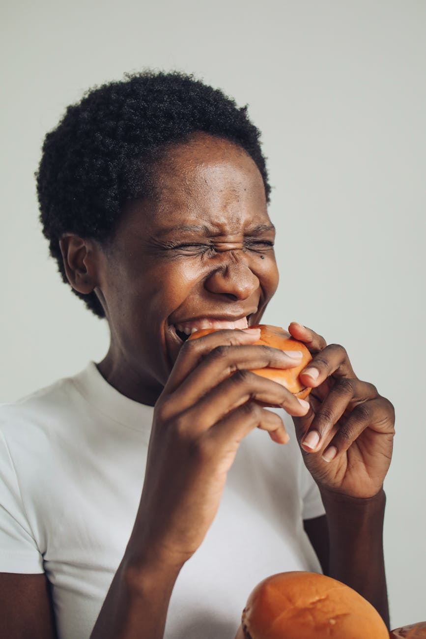woman eating a burger